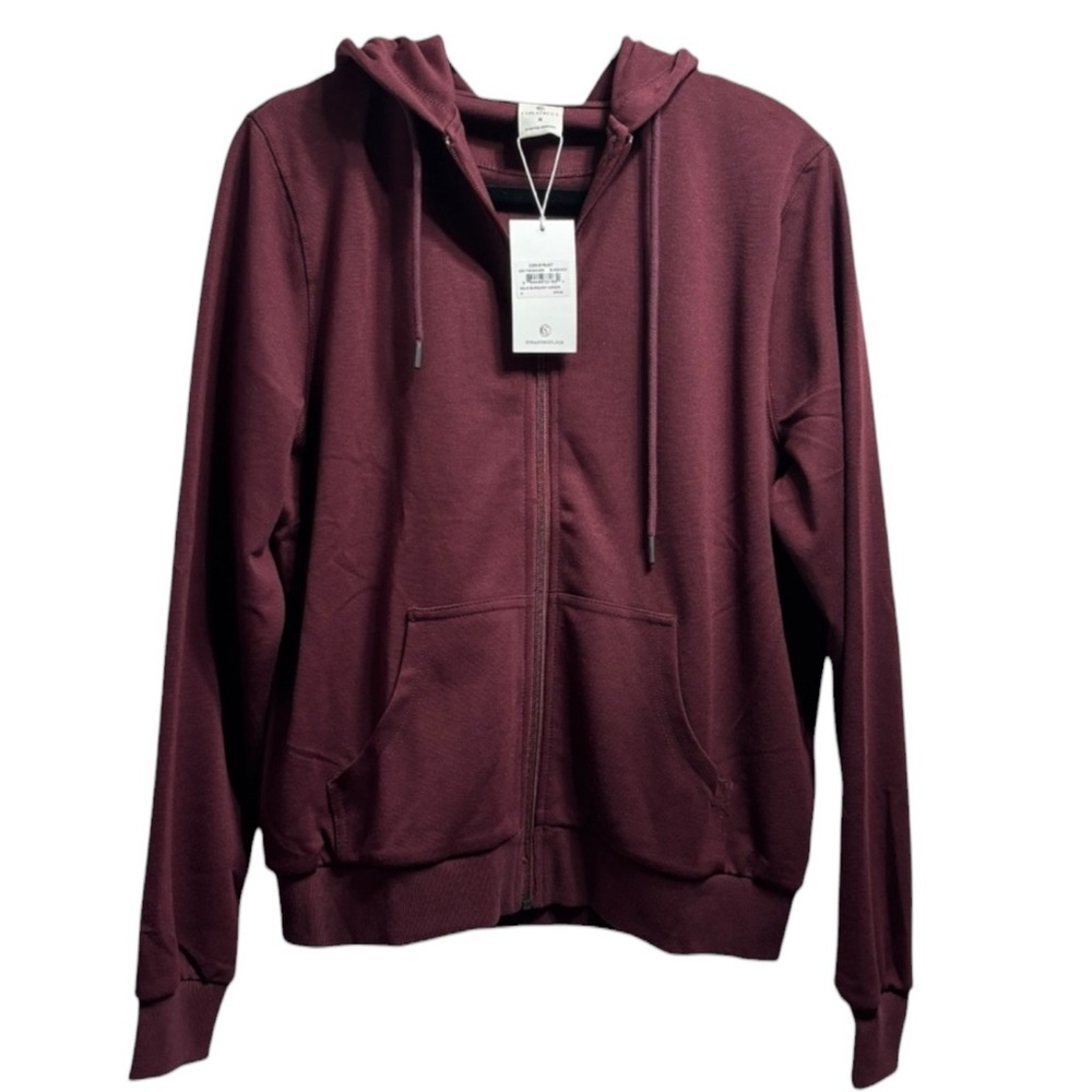 Con.Struct Mens Burgundy Zip Up Sweatshirt Full Zip Hoodie Medium NWT